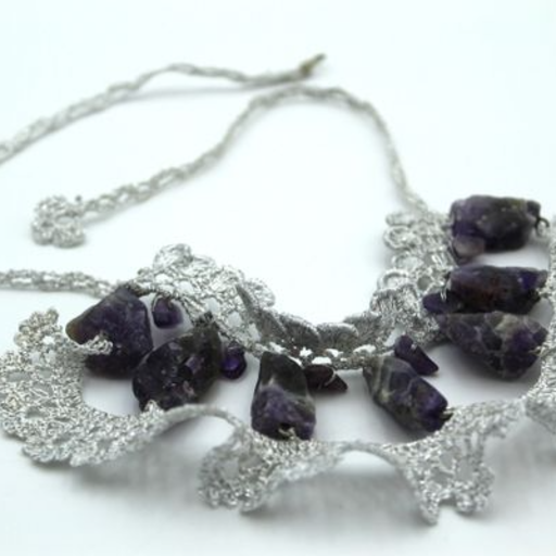 Amethyst, methallic silver crocheted3