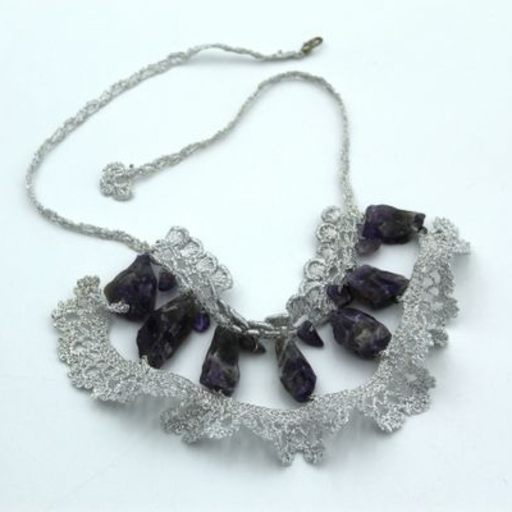 Amethyst, methallic silver crocheted6