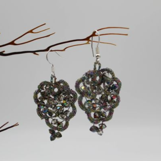 Crochet Multi color thread Cyrstal with2